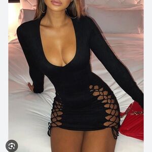 BABYBOO Black Lace-Up Mini Dress 🖤